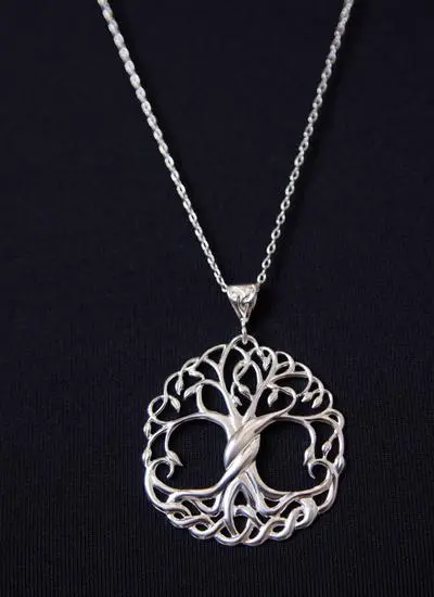 Large Sterling Silver Swirling Tree of Life Pendant 